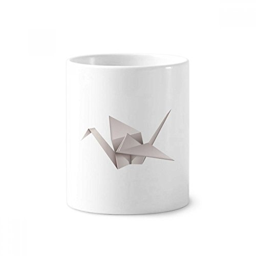 Gobelet céramique grue origami blanche 350ml : pot à crayons ou porte brosse à dents