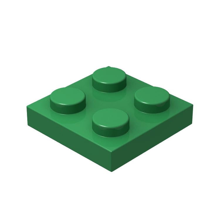 Classic Green Plates Bulk, Green Plate 2x2, Building Plates Flat 100 Piece, Compatible with Lego Parts and Pieces