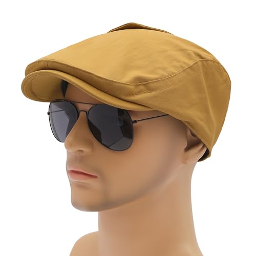 Image of ZLYC Men Cotton Flat Cap Summer Scally Ivy Gatsby Newsboy Beret Driver Cabbie Hunting Hat