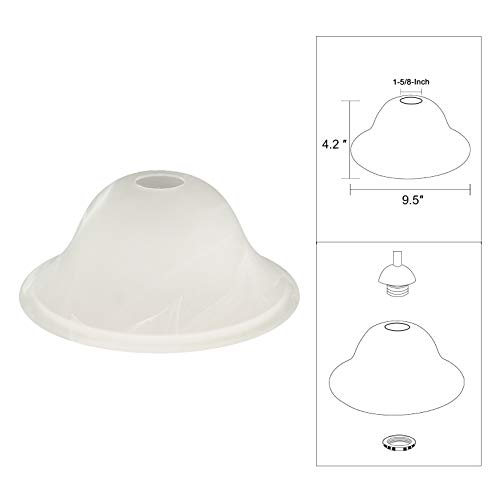 Giluta Small Floor Lamp Glass Shade Replacement Globe -Fitting Opening 1.625" Modern Alabaster Style Light Fixture Shade, Height: 4.13 Inch, Width: 9.45 Inch. Lipless #TOP4