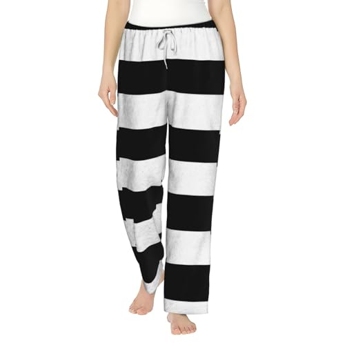 Pantalon de pyjama en flanelle femme vêtement de nuit imprimé rayé avec cordon