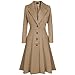 Maiyifu-GJ Women's Winter Warm Wool Dress Overcoat Notch Lapel Single Breasted Coat Elegant Lapel Long Trench Coat Jacket (Khaki,Large)