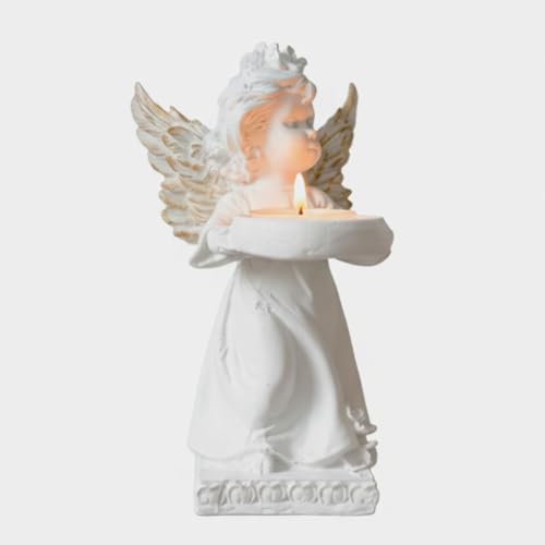 Image of Decorative Angel Figurine with Candle Holder | Elegant Tealight Candle for Home Decor, Living Room & Bedroom | Spiritual Showpiece for Gifting (Golden Wings)