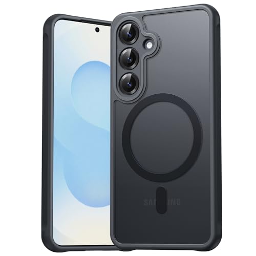 EASDNB für Samsung Galaxy S25 Hülle für Magsafe Magnetisch Handyhülle für Samsung S25 Hülle Kameraschutz Stoßfeste Kratzfeste Durchscheinende Schutzhülle für Galaxy S25 Case Schwarz