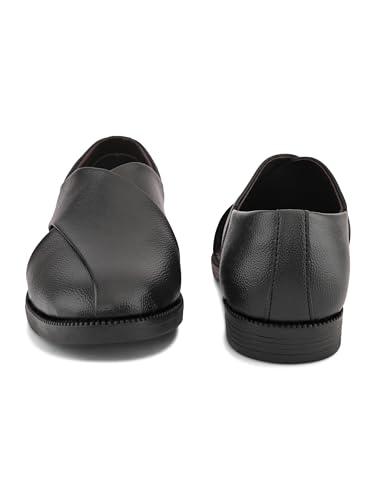 Image of STANPHORD Men Mojari Loafer Shoes | Traditional Ethnic Jutti Leather Look Slip-On | Cushioned | Wedding Party Festive Occasion Wear(TPAM 28009)
