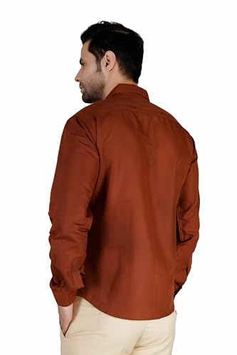 Image of Mens Slim fit Solid Casual Cotton Shirt with Spread Collar and Full Sleeves || Suitable for Office wear