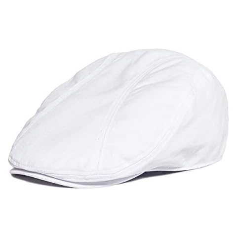BOTVELA Men's Cotton Twill Newsboy Cap - White Cover