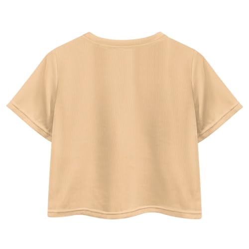Image of Girl Crop Top Shirts for Summer Cute T Shirts Short Sleeve Tees for Kids 5-16