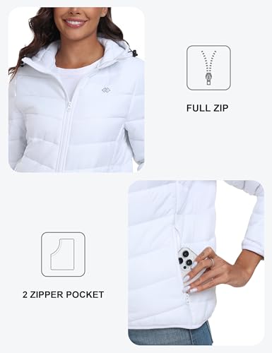 MoFiz Women's Puffer Jacket Lightweight Down Hoodie Full-zip Water-Resistant Quilted Padded Insulated Running Coat4