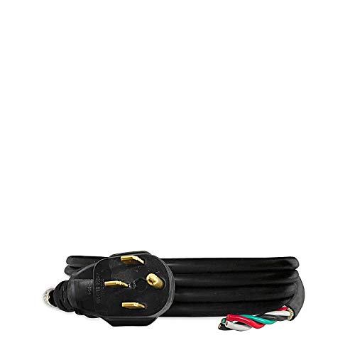 Ceptics RV Motor Home Extension Power Cord L14-50P to Bare Cut Live Wire 10 AWG 4-Prong Plug 50A, 125/250V, Ft 30-Amp, Black