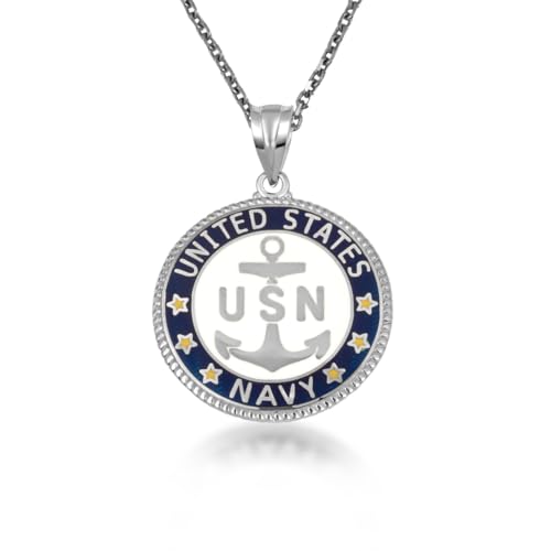 Claddagh Gold .925 Sterling Silver United States Navy Emblem Officially Licensed Medallion Pendant Necklace and Pendant Only