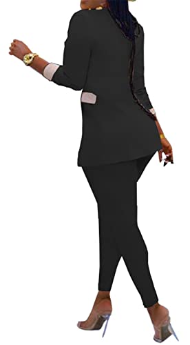 Recious Womens Sexy 2 Pieces Denim Printed Zipper Jackets Bodycon Pants Party Clubwear Tracksuit Outfits Set2