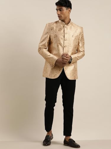 Image of VASTRAMAY Men's Banarasi Brocade Slim Fit Jodhpuri | Handcrafted Ethnic Outfit with Mandarin Collar