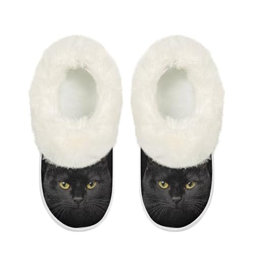 GIFTPUZZ Womens Slippers Winter Warm House Shoes Platform Indoor Bedroom Shoes with Faux Fur Collar Size 5.5-12.52