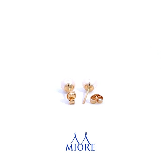 Miore Orecchini Donna Con Perle D'Acqua Dolce In Oro Giallo 9KT 375, A Bottone Con Perno E Farfalla, Anallergici - 2