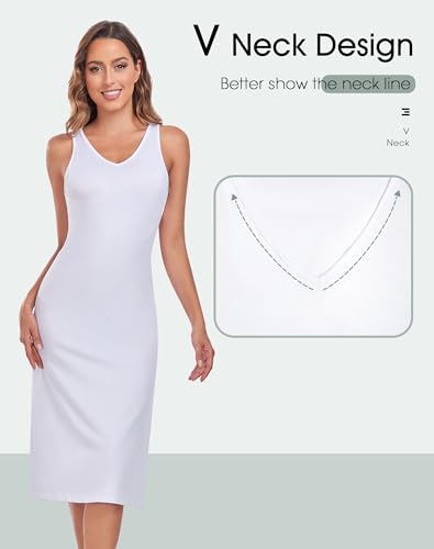Image of MANCYFIT Full Slip for Women Under Dress Non-Cling Long Underdress | Wide straps, full length, anti-static layer, S-3XL, smooth modesty slip for sheer dresses
