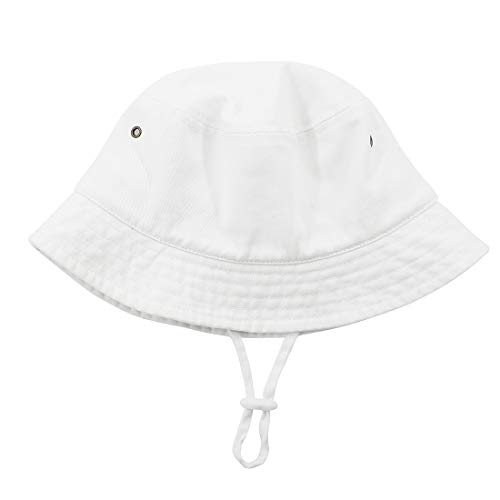 Durio Bucket Hat Baby Sun Hat Summer Baby Girl Hats Toddler Hats For Boys Girls Wide Brim Toddler Beach Hat B White Solid 19.7"(50Cm)/12-24 Months #TOP3