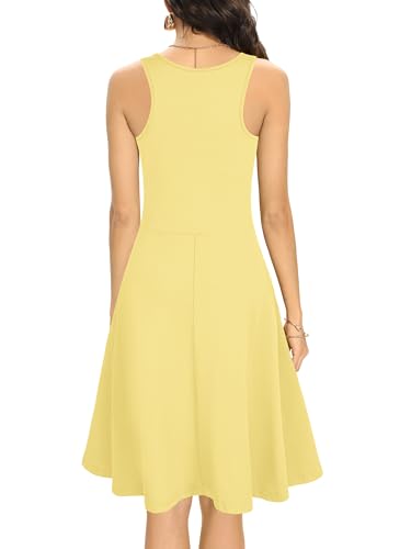 Image of Missufe Women's Sleeveless Racerback Flared Casual Plain Tank Dress