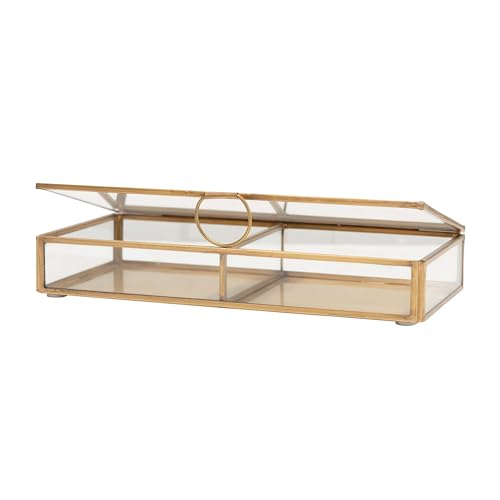 Creative Co-op Storage Box, Brass Metal Glass