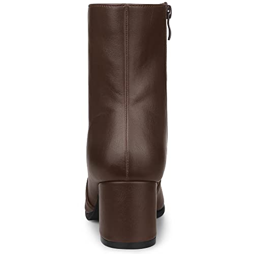 Allegra K Women's Square Toe Side Zip Block Heel Ankle Boots4