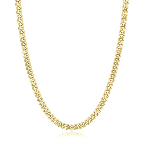 Avotto 14K Gold Plated Chain for Men Boys 3mm Mens Boys Chain Stainless Steel Cuban Link Chains for Men Kids Chain Necklace Christmas Stocking Stuffers Gifts Teen Boy Kids Teenage Jewelry Gifts 18inch