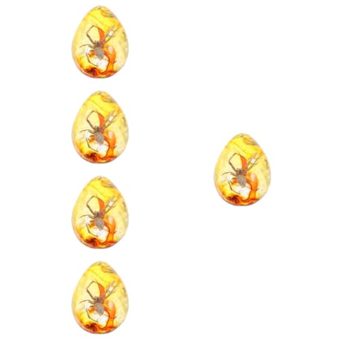 Homoyoyo Amber Fossil Insect Specimen Pendant - Natural Yellow Crystal Home Decor Collectible Oval Stone