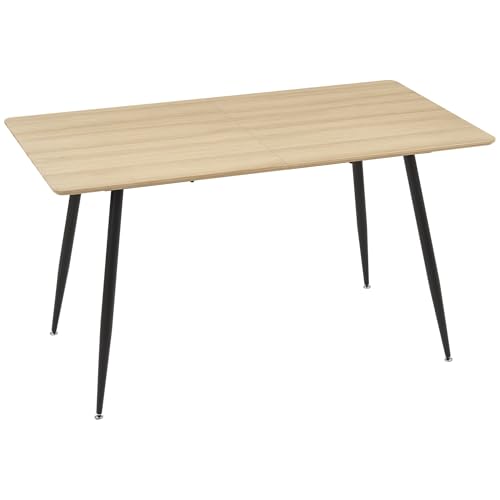 HOMCOM Esstisch Küchentisch Esszimmertisch für 4 Personen, Speisetisch, Wohnzimmertisch mit Holzoptik, Stahlbeine, 140 x 80 x 76 cm, Natur