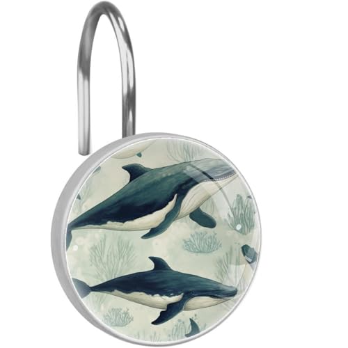 Ganchos de ducha de acero inoxidable decorativos con animales marinos redondos 2