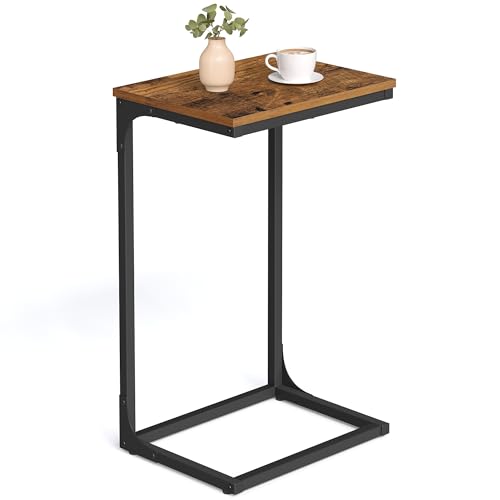 VASAGLE C-Shaped End Table, Side Table for Sofa, Couch Table with Metal Frame, Small TV Tray Table...