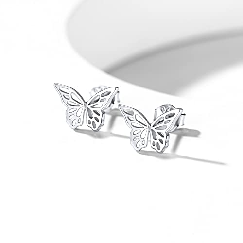 Chicsilver Butterfly Earrings 925 Sterling Silver Small Stud Earrings For Women Hypoallergenic Studs Minimalist Dainty Butterfly Jewelry #TOP5