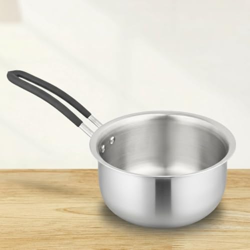 Onions India Gold Triply Stainless Steel Sauce Pan | 1 Litre Induction & Gas Compatible Pan with Heat-Resistant Handle | Mirror Finish (Small - 1... - Image 2