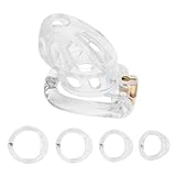 Male Cock Cage Chastity Device - AFROMIA Lightweight Chastity Cage Device for Men with 4 Different Sizes Rings Adult Sex Toy for Male Penis Exercise | 2 Keys and Mortice Lock Included | White