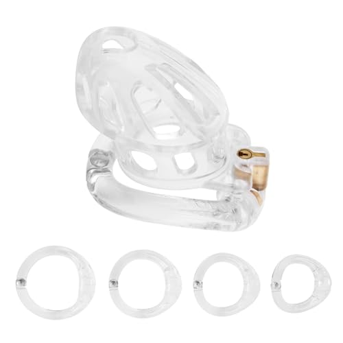 Male Cock Cage Chastity Device - AFROMIA Lightweight Chastity Cage Device for Men with 4 Different Sizes Rings Adult Sex Toy for Male Penis Exercise | 2 Keys and Mortice Lock Included | White