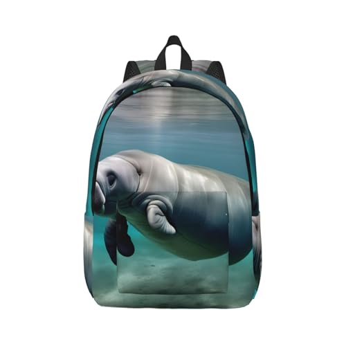 Sac à dos imprimé animal Manatee de randonnée léger et polyvalent
