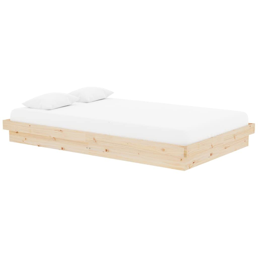 Estructura de Cama de Madera Maciza Pino 120x200 cm con cabecero rústico Soporte para colchón Dormitorio Descanso hogar