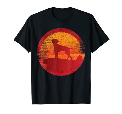 Braco Hungaro Vizsla Atardecer Retro Camiseta