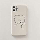 Design: Cartoon DMKJFFF Koreanische einfache Bär niedlichen Cartoon Weiß Telefon Fall für iPhone 12 11 Pro Max Fall Silikonabdeckung für iPhone XS XR x 7 8 plus Fälle ( Color : 01 , Material : For iPhone 11Pro MAX )