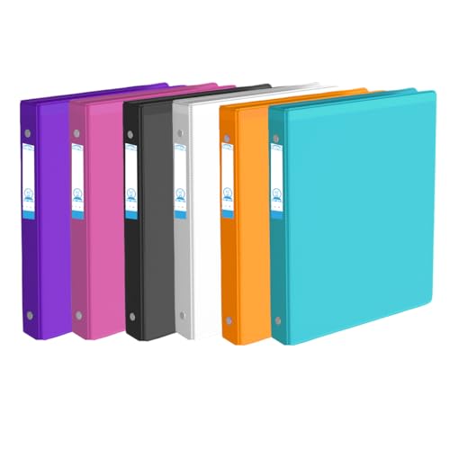 Image of 6 Pack 0.5 inch Durable 3 Ring Binders,Holds 100 Sheets 8.5 * 11inch Papers