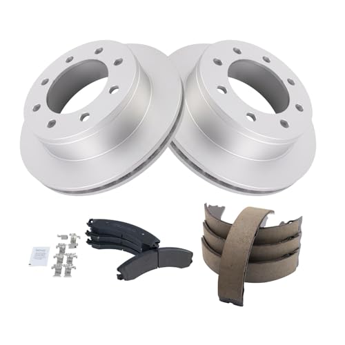 Image of TRQ Rear Brake Pad and Rotor Set Semi Metallic G Coated Rotors Compatible with 2009 GMC Savana 3500