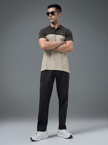 Image of TECHNOSPORT Men's Slim Fit Color Block Half Sleeve Polo Neck T-Shirt with Technocool+, UPF50+ Sun Protection for Gym, Sports & Regular Use