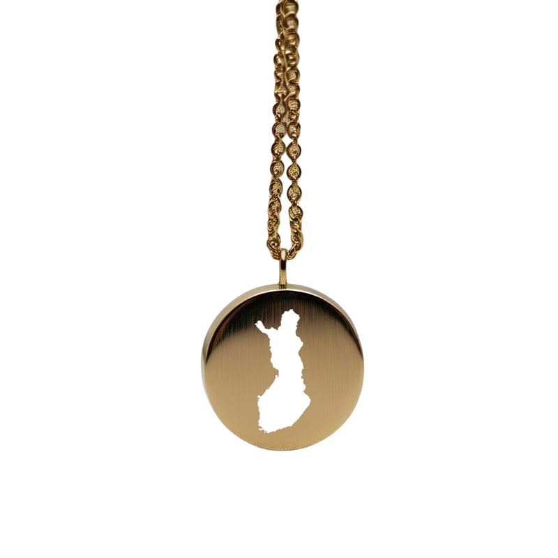 Pendentif carte de la Finlande argent sterling médaillon gravé robuste qui ne ternit pas