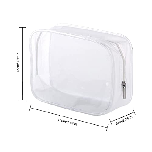 5 Pack Clear Plastic Zippered Toiletry Carry Pouch TSA Approved Toiletry Bag Portable Cosmetic Makeup Bag for Vacation, Bathroom and Organizing (White, Small)2