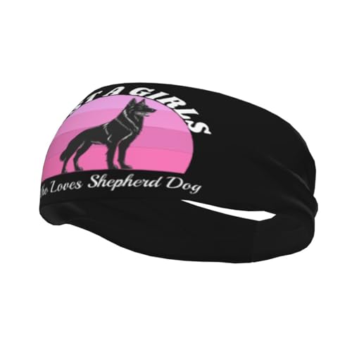 Just A Girls Who Loves German Shepherd Dog Adjustable Sports Headband Moisture Wicking Sweatband for Running Workout