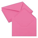 Divguf A7 Hot Pink Envelopes - 50 Pack V-flap Water Gummed 5x7 Envelope Gift Card for Wedding Baby Shower Birthday, Invitation Envelopes Set, 7.25x5.25 Inch(Hot Pink)