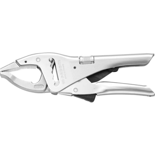 FACOM Mordaza de Presión de Bocas Largas Multipos, 17mm, Ojal de 5 Posiciones, Gatillo de Desbloqueo Controlado, Uso con Una Mano, Ranura para Tubos, Acabado Cromado, 501A