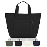 [tóti] 【ちょうど良いサイズ感】ミニトートバッグ トートバッグ 小さめ おしゃれ 軽量 キャンバス ランチバッグ ハンドバッグ マザーズバッグ 散歩 買い物 通勤 (PURE BLACK)