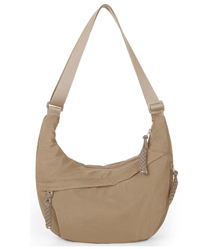 Image of Lushandy Nylon Crescent Crossbody Bags for Women, Medium Slouchy Hobo Crossbody Bag Checkered Purse Luna Bag for Travel