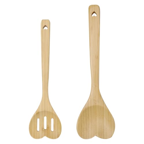 30cm Cucchiaio da cucina in legno con cuore Ovale, con Design a Cuore, Robusto e Durevole, Ideale per Cucinare e Fare Dolci, Regalo Perfetto per La Cucina