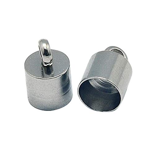 arricraft 100PCS 6mm 304 Stainless Steel Cord Ends, Jewelry Making Caps, Glue-in Fasteners for Necklace Cord, Tassel, Leather Jewelry Making-Stainless Steel Color