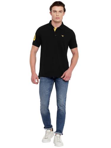 Image of Deniklo Men's Cotton Rich Half Sleeve Regular Fit Solid Polo T-Shirt (Available in Plus Size)
